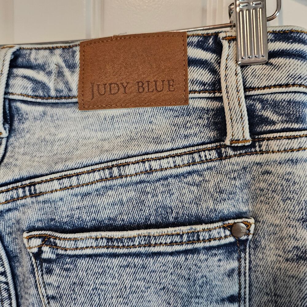Judy Blue Wide Leg Jeans Women Size 3/26 Light Wash Denim Distressed JB88828 LT - Picture 7 of 13